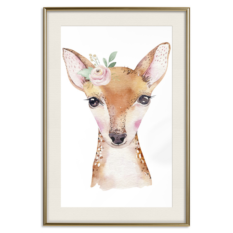Wall Poster Little Deer - funny portrait of an animal on a white contrasting background 135719 additionalImage 20