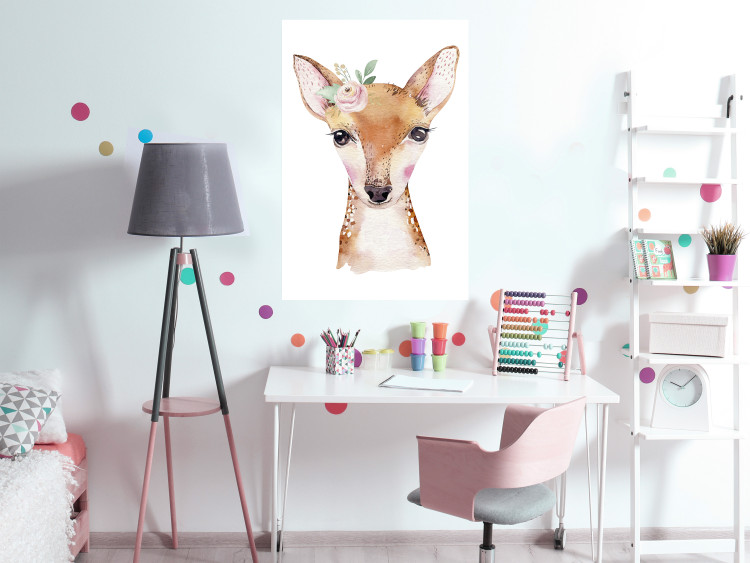 Wall Poster Little Deer - funny portrait of an animal on a white contrasting background 135719 additionalImage 10