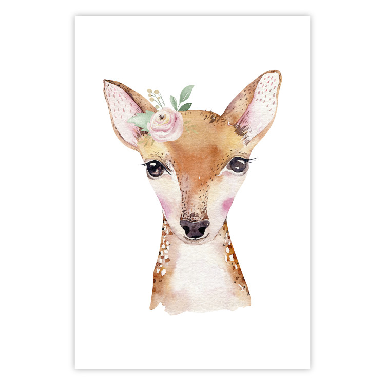 Wall Poster Little Deer - funny portrait of an animal on a white contrasting background 135719 additionalImage 3