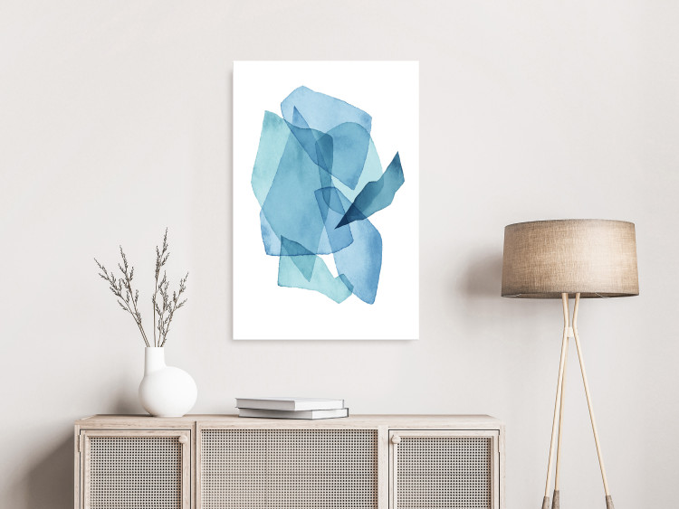 Canvas Art Print Blue shapes - stylized abstraction on watercolor on a white background 136019 additionalImage 3