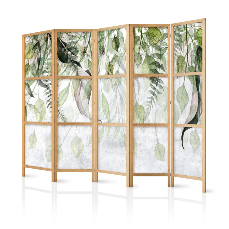 Folding Screen Carried by the Wind II (5-piece) - Delicate composition in leaves 136119 additionalImage 5