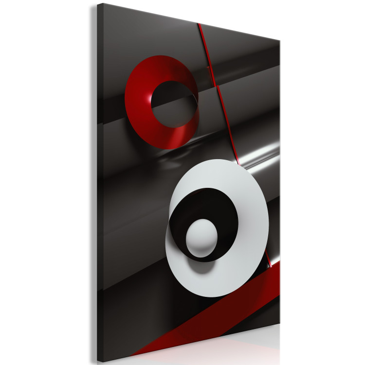 Canvas Graphite pipes and white-red semicircles - 3D abstraction 136319 additionalImage 2
