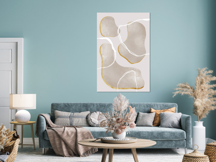 Canvas Print Fragments of Gray Marble - Beige Abstraction in Scandi Boho style 136519 additionalImage 3