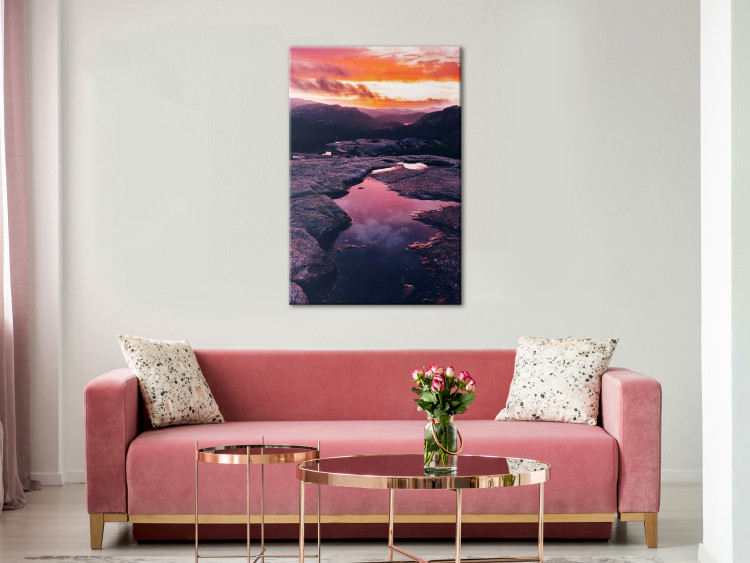 Canvas Slow Sunrise (1-piece) Vertical - calm water among rocks 138819 additionalImage 3
