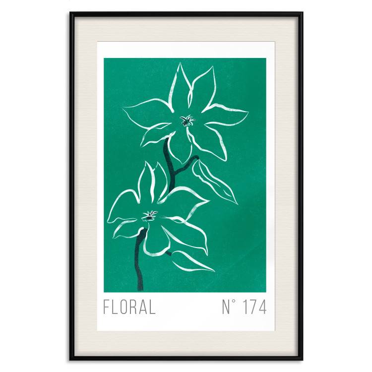 Wall Poster Floral Sketch - English texts and white flowers on a green background 142319 additionalImage 27