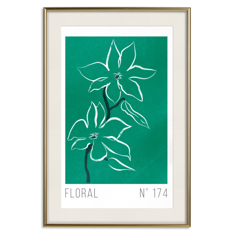 Wall Poster Floral Sketch - English texts and white flowers on a green background 142319 additionalImage 26