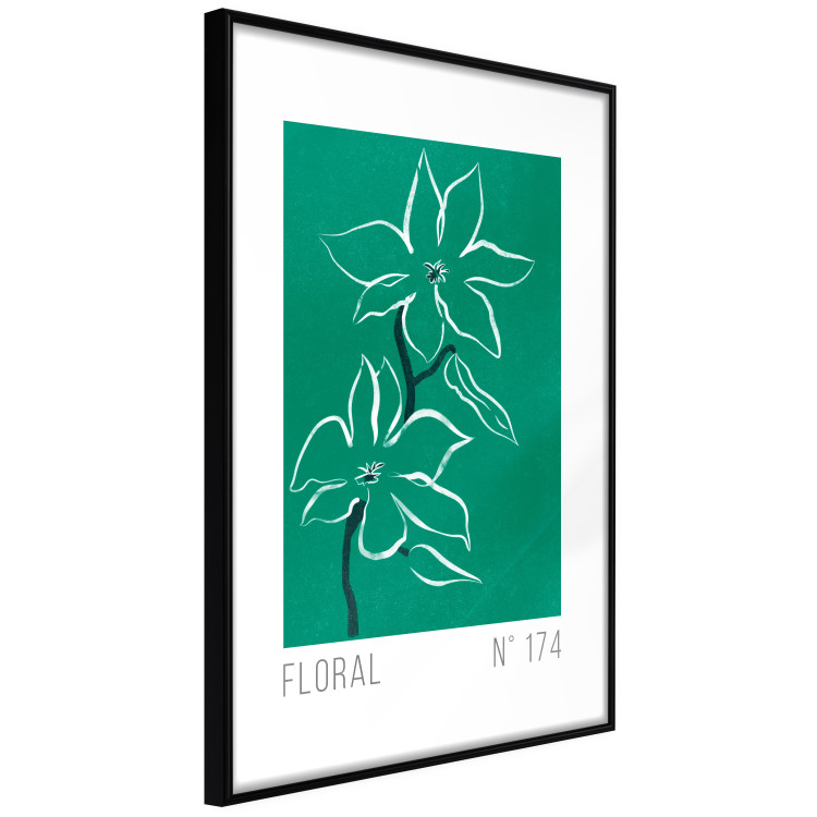 Wall Poster Floral Sketch - English texts and white flowers on a green background 142319 additionalImage 4