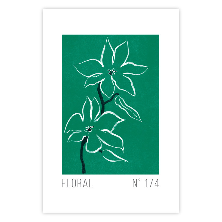 Wall Poster Floral Sketch - English texts and white flowers on a green background 142319 additionalImage 13
