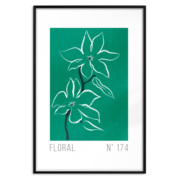 Wall Poster Floral Sketch - English texts and white flowers on a green background 142319 additionalImage 19