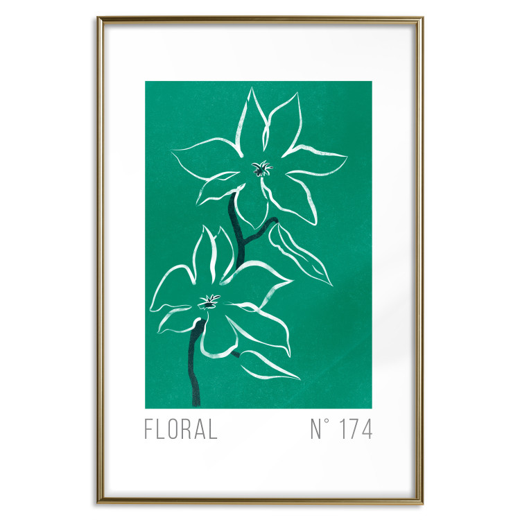 Wall Poster Floral Sketch - English texts and white flowers on a green background 142319 additionalImage 24