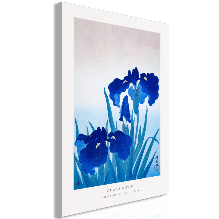 Canvas Art Print Blue Irises (1-piece) Vertical - blue blossoming flowers 142819 additionalImage 2