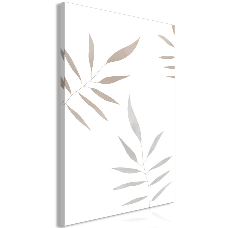 Canvas Print Watercolor Leaves - Brown and Gray Painted Plants on a White Background 146319 additionalImage 2