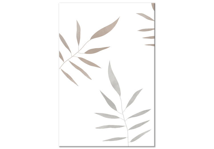 Canvas Print Watercolor Leaves - Brown and Gray Painted Plants on a White Background 146319
