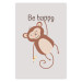 Wall Poster Be Happy - Funny Brown Monkey with Banana and Motivational Text for Kids 146619