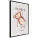 Wall Poster Be Happy - Funny Brown Monkey with Banana and Motivational Text for Kids 146619 additionalThumb 3