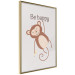Wall Poster Be Happy - Funny Brown Monkey with Banana and Motivational Text for Kids 146619 additionalThumb 11
