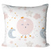 Decorative Microfiber Pillow Kings of the sky - crowned moon and stars shown on a bright background cushions 147019