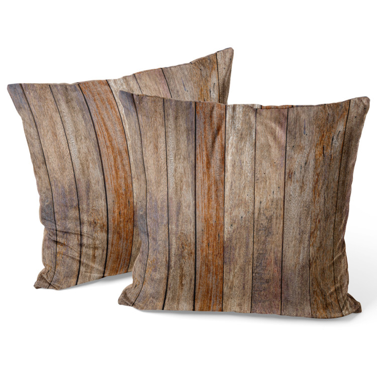 Decorative Velor Pillow Wooden composition - pattern imitating plank texture 147119 additionalImage 3