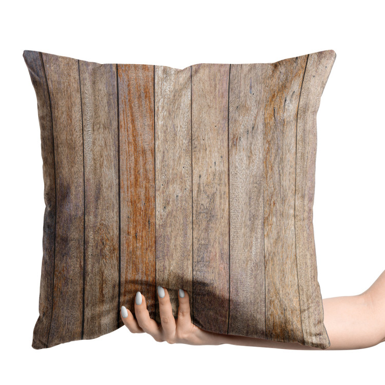 Decorative Velor Pillow Wooden composition - pattern imitating plank texture 147119 additionalImage 2