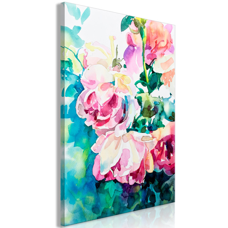 Canvas Pink Roses - Bouquet of Flowers and Plants Painted With Watercolor 149819 additionalImage 2