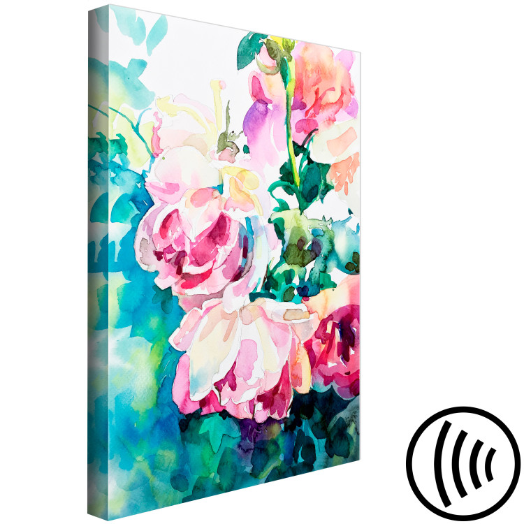 Canvas Pink Roses - Bouquet of Flowers and Plants Painted With Watercolor 149819 additionalImage 6