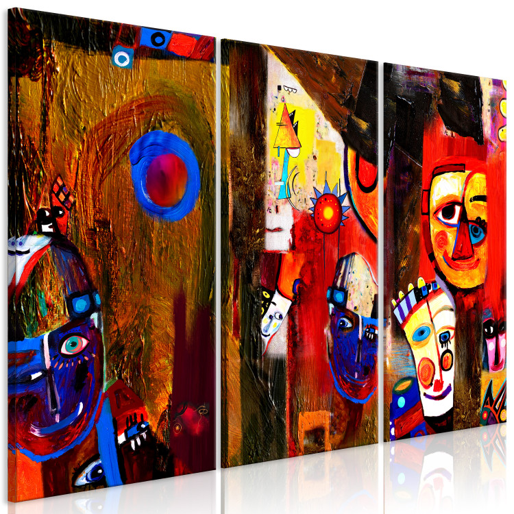 Canvas Colorful Abstraction - Cheerful Painted Clowns in the Style of Pablo Picasso 149919 additionalImage 2