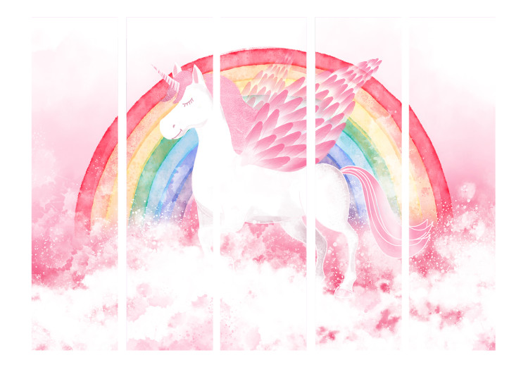 Room Divider Pink Power - A Unicorn With Wings and a Rainbow on a Background of Clouds II [Room Dividers] 151419 additionalImage 3