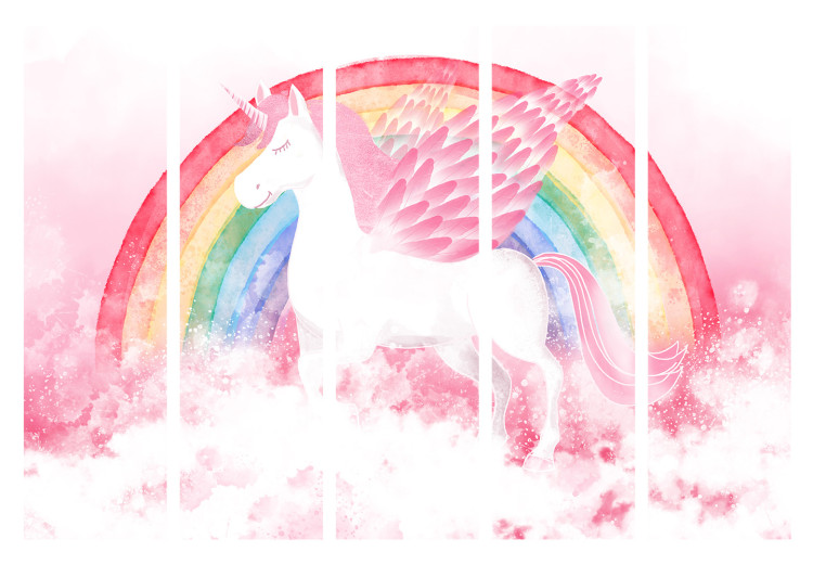 Room Divider Pink Power - A Unicorn With Wings and a Rainbow on a Background of Clouds II [Room Dividers] 151419 additionalImage 7