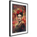 Poster Portrait With Roses - Frida Kahlo on a Brown Background Full of Flowers 152219 additionalThumb 9