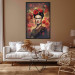 Poster Portrait With Roses - Frida Kahlo on a Brown Background Full of Flowers 152219 additionalThumb 8