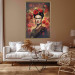 Poster Portrait With Roses - Frida Kahlo on a Brown Background Full of Flowers 152219 additionalThumb 2