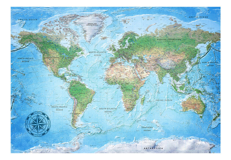 Photo Wallpaper Traditional world map - continents with inscriptions in English and compass 95019 additionalImage 1