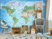 Photo Wallpaper Traditional world map - continents with inscriptions in English and compass 95019