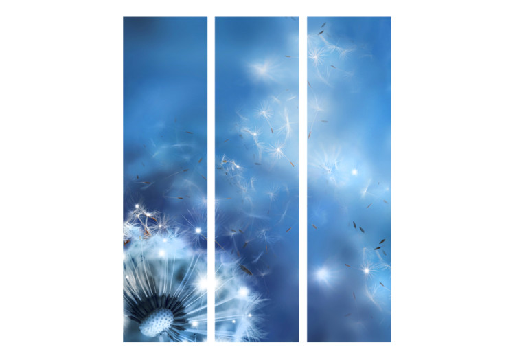 Room Separator Magic of Nature - romantic dandelion flower blowing in the wind on a blue background 95419 additionalImage 3