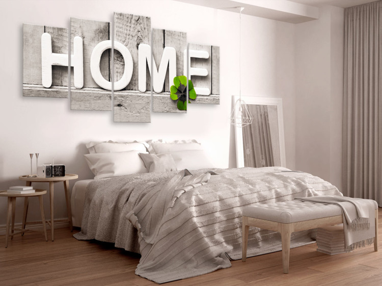 Canvas Home: Happiness - English Sign on Gray Background in Vintage Style 98119 additionalImage 3