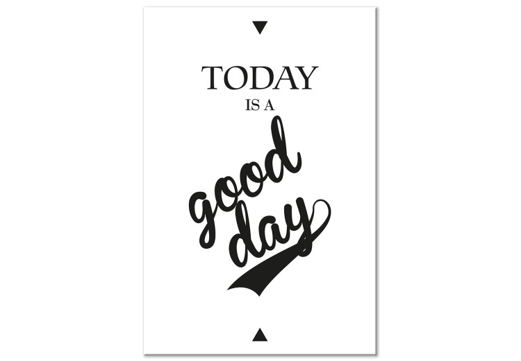 Canvas Art Print Good Day (1-part) - Black English Quote on White Background 114729