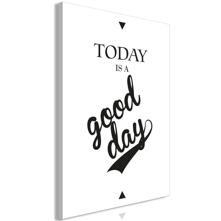 Canvas Art Print Good Day (1-part) - Black English Quote on White Background 114729 additionalImage 2