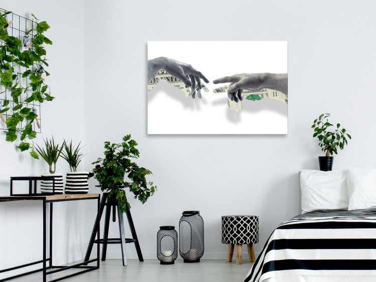 Canvas Art Print Connection Between People (1-part) - Hands on White Background with Texts 115029 additionalImage 3