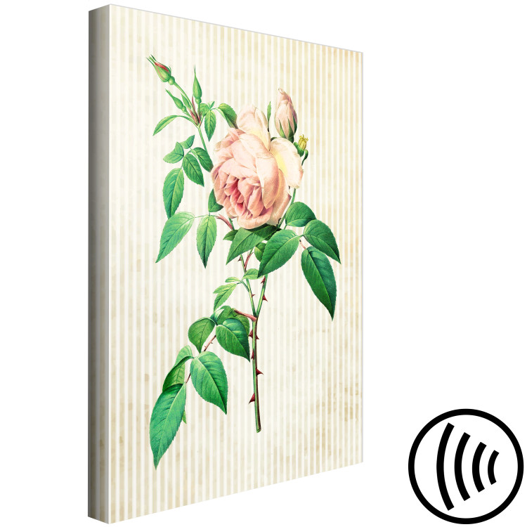 Canvas Delicate rose - thorny flower on a bright striped background 117329 additionalImage 6