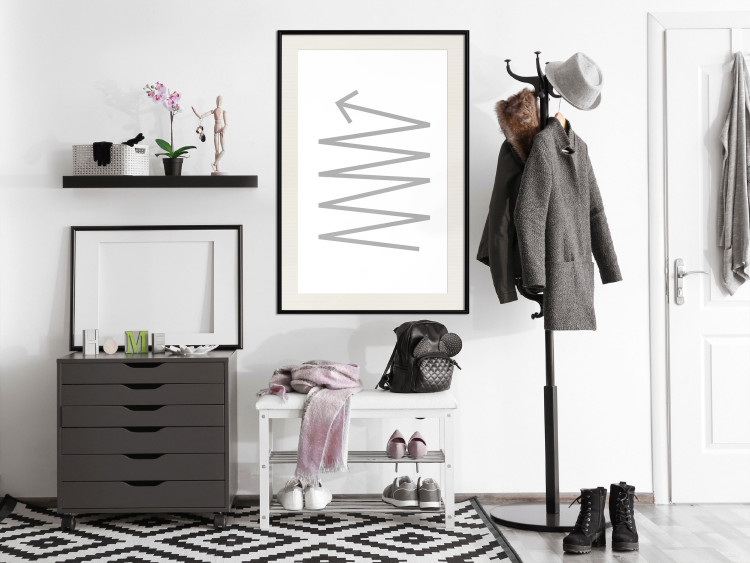 Poster Zigzag - minimalist black and white abstraction with arrow pattern 117529 additionalImage 22