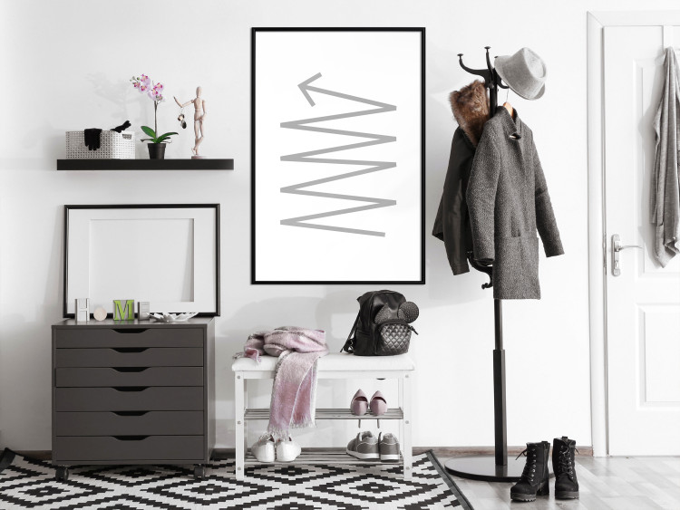 Poster Zigzag - minimalist black and white abstraction with arrow pattern 117529 additionalImage 3