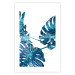 Poster Emerald Monstera - abstract blue leaves on a white background 122329 additionalThumb 19