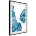 Poster Emerald Monstera - abstract blue leaves on a white background 122329 additionalThumb 3