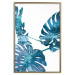 Poster Emerald Monstera - abstract blue leaves on a white background 122329 additionalThumb 20