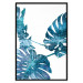Poster Emerald Monstera - abstract blue leaves on a white background 122329 additionalThumb 24