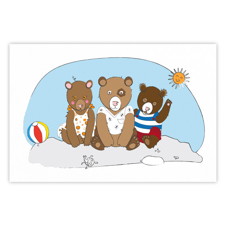 Poster Bears on the Beach - animals on the sand during a sunny summer day 122729