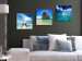 Canvas Print In the Land of Blue (3-part) - Seascape and Golden Beach 122829 additionalThumb 3