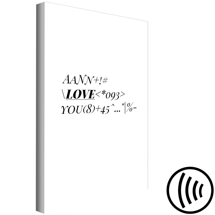 Canvas Art Print Mathematical code of love - minimalistic, black and white typography 122929 additionalImage 6