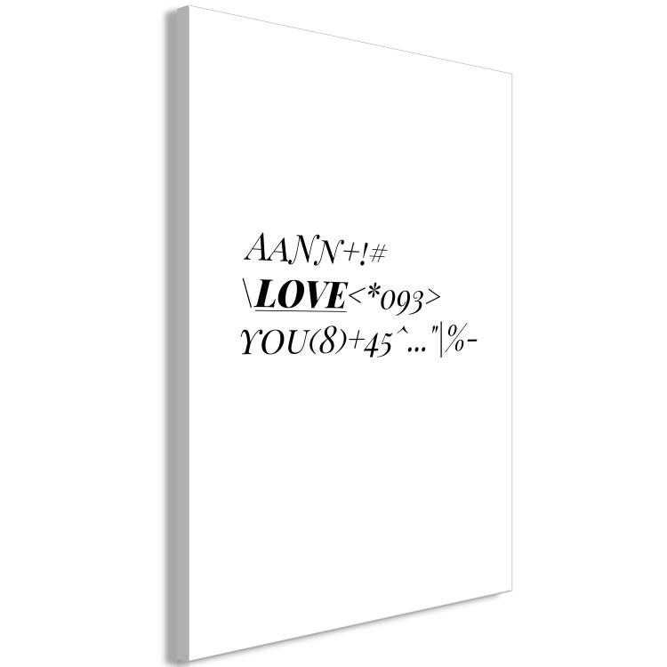 Canvas Art Print Mathematical code of love - minimalistic, black and white typography 122929 additionalImage 2