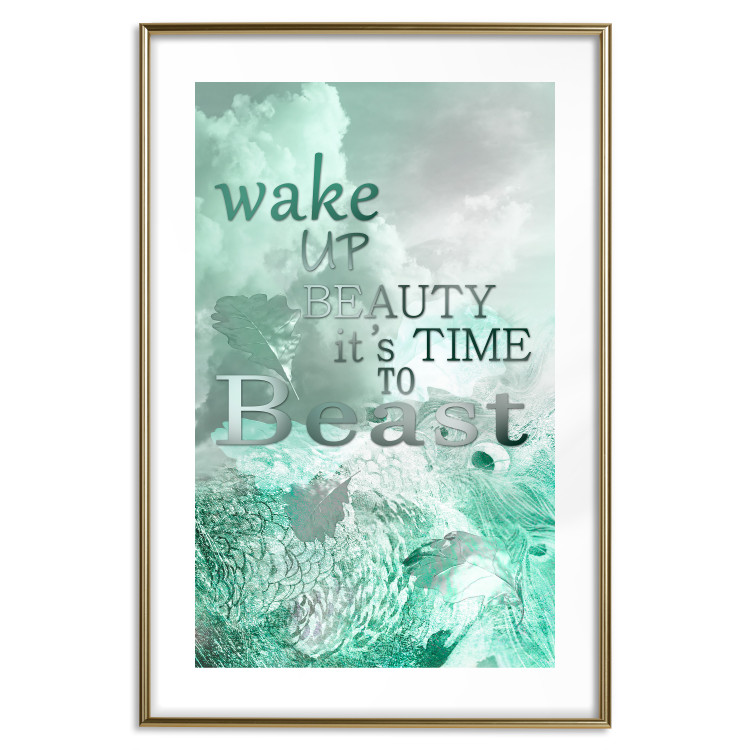 Wall Poster Wake up Beauty It's Time to Beast - text on an abstract cloud background 123129 additionalImage 14